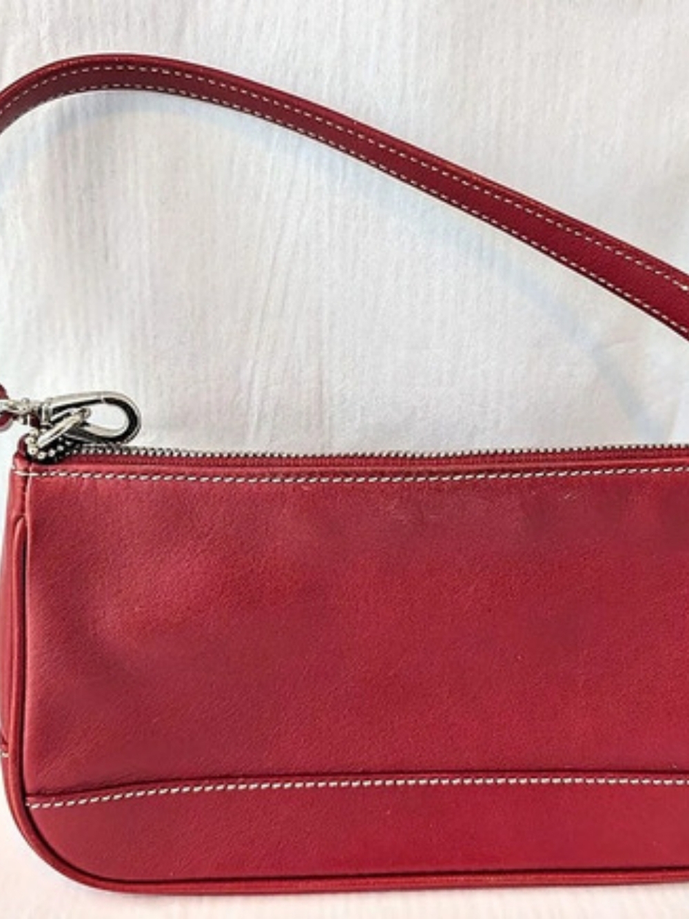 Coach Hamptons Demi Pouch Leather Crossbody Bag in Red